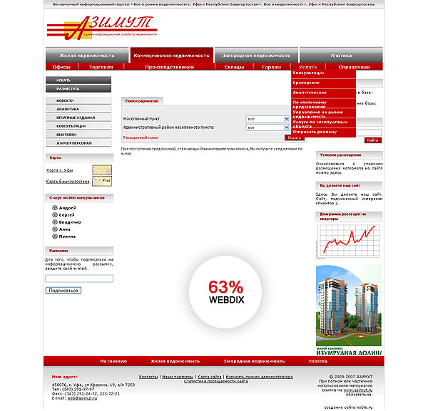 Сайт asimut.noble.ru. Общий скриншот